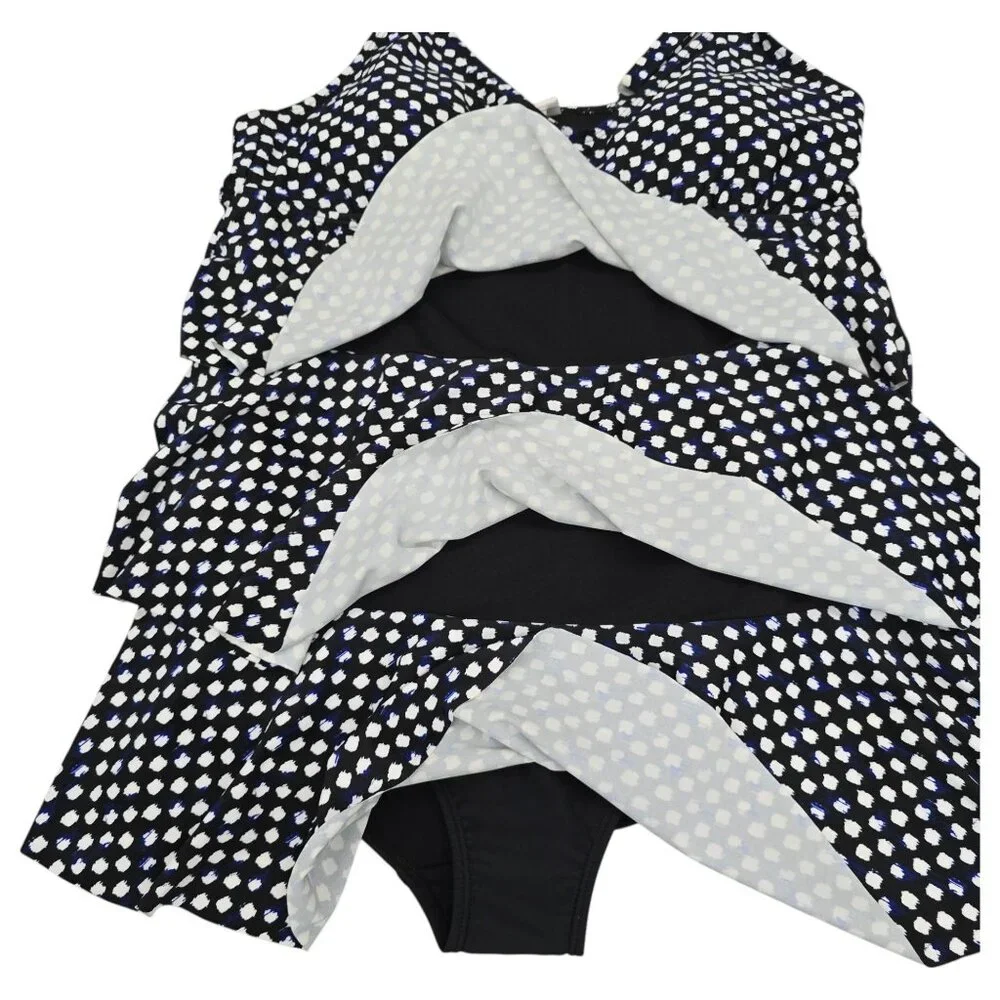 Jaclyn Smith One Piece Swimsuit Polka Dot Black White Layered Womens Size 20 - Picture 2 of 14